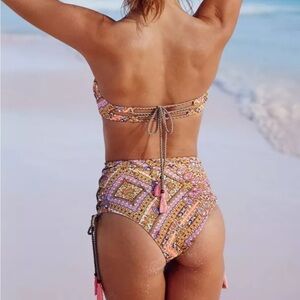 Victoria Secret  Gorgeous Escape Pink Paisley High Waist Laceup Bikini